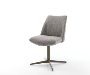 DELIFE Drehstuhl Elso-Flex Bouclé Silbergrau Fußkreuz Effektfinish Titan 360° drehbar Taschenfederkern