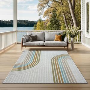 Merinos Karpet24 Mira - Modern Multi Kleuren Vloerkleed met Boogpatroon, Geschikt voor Binnen en Buiten-120 x 160 cm