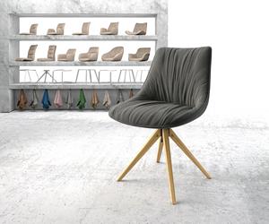 DELIFE Drehstuhl Elda-Flex Strukturstoff Anthrazit Holzgestell kantig 180° drehbar