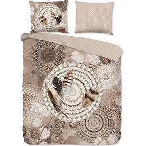 Hip Collectie Mandala Flanel Dekbedovertrek Taupe-2-persoons (200 x 200/220 cm)