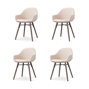 Nolon Nena-Mae eetkamerstoel beige - walnoot houten onderstel - set van 4