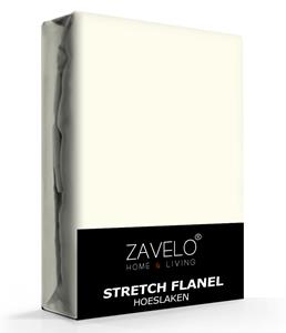 Zavelo Stretch Flanel Hoeslaken Ivoor-Lits-jumeaux (180x220 cm)