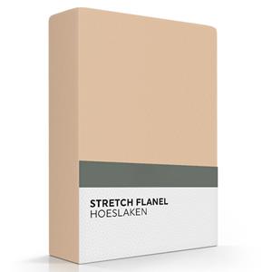 Zavelo Stretch Flanel Hoeslaken Zand-Lits-jumeaux (180x200 cm)