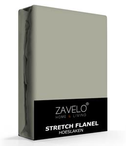 Zavelo Stretch Flanel Hoeslaken Khaki-Lits-jumeaux (180x220 cm)