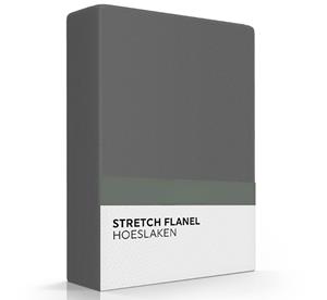 Zavelo Stretch Flanel Hoeslaken Antraciet-Lits-jumeaux (180x220 cm)