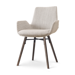 Nolon Nena-Eef eetkamerstoel beige gemêleerd - walnoot houten onderstel