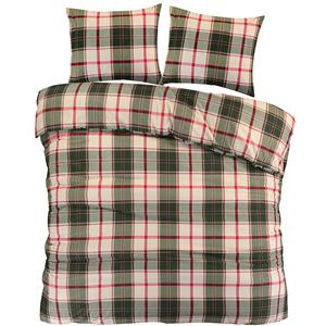 Slaaptextiel Flanel Dekbedovertrek Schotse Ruit Beige-2-persoons (200 x 200/220 cm)
