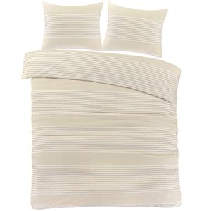 Slaaptextiel Flanel Dekbedovertrek Strepenpatroon Creme-2-persoons (200 x 200/220 cm)