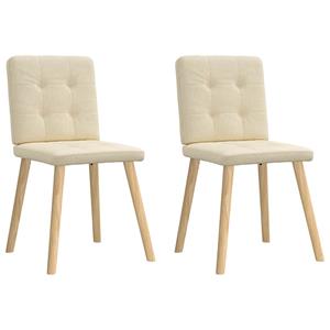 VidaXL Eetkamerstoelen 2 st stof crèmekleurig