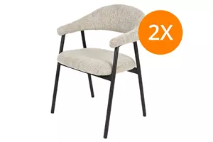WOONENZO Eetkamerstoel Amaze - beige - set van 2