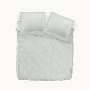 RoyalTextile - Velvet Ruffles Dekbedovertrek - Wit - 140 x 220