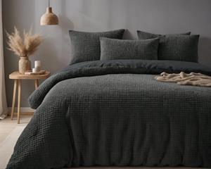 RoyalTextile - Teddy Check Dekbedovertrek - Antraciet - 140 x 220