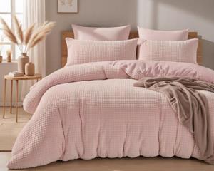 RoyalTextile - Teddy Check Dekbedovertrek - Roze - 240 x 220
