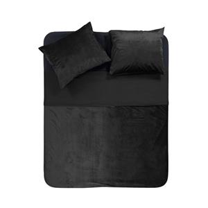 RoyalTextile - Velvet Piping Dekbedovertrek - Zwart - 240 x 220