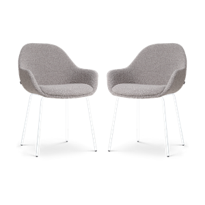 Nolon Nora-Mae eetkamerstoel bouclé taupe - wit onderstel - set van 2