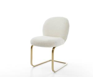 DELIFE Freischwinger Nube-Flex Bouclé Weiß Freischwinger flach Gold Taschenfederkern
