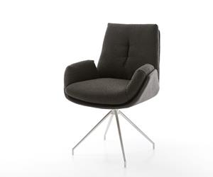 DELIFE Drehstuhl Clea-Flex Materialmix Schwarz Kreuzgestell konisch Edelstahl 180° drehbar