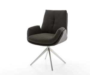 DELIFE Drehstuhl Clea-Flex Materialmix Schwarz Kreuzgestell breit Edelstahl 360° drehbar Wippfunktion
