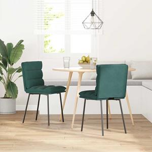 vidaXL Eetkamerstoelen 2 st fluweel donkergroen