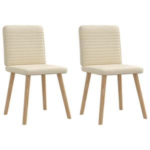 vidaXL Eetkamerstoelen 2 st stof crèmekleurig