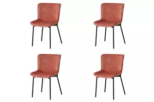 WOONENZO Eetkamerstoel Sittard - roze - set van 4