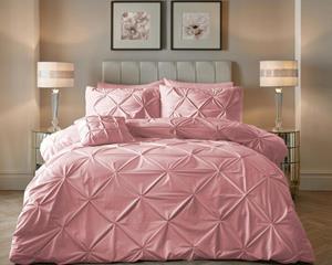 RoyalTextile - Velvet Pintuck Dekbedovertrek - Roze - 200 x 220