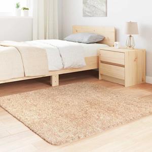 vidaXL Hoogpolig vloerkleed 120x120 cm polyester hoogpolig beige