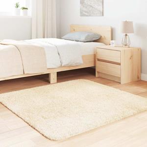 vidaXL Hoogpolig vloerkleed 120x120cm polyester hoogpolig crèmekleurig