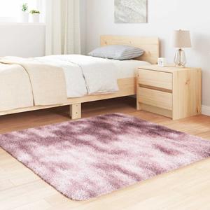 vidaXL Vloerkleed hoogpolig 120x120 cm polyester hoogpolig roze
