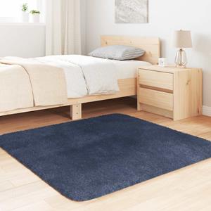 vidaXL Vloerkleed hoogpolig 120x120 cm polyester hoogpolig marineblauw