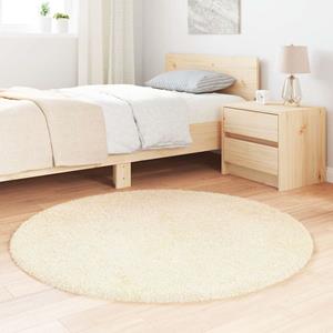 vidaXL Hoogpolig vloerkleed 120x120cm polyester hoogpolig crèmekleurig