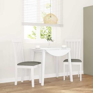 vidaXL Eetkamerstoelen met kussens 2 st massief hout rubber wit