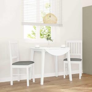 vidaXL Eetkamerstoelen met kussens 2 st massief hout rubber wit