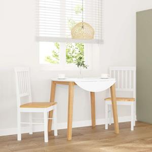 vidaXL Eetkamerstoelen met kussens 2 st massief hout rubber wit