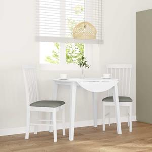 vidaXL Eetkamerstoelen met kussens 2 st massief hout rubber wit