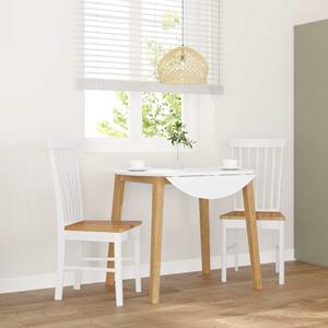 vidaXL Eetkamerstoelen met kussens 2 st massief hout rubber wit