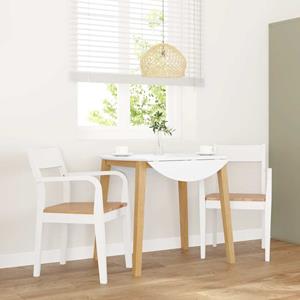 vidaXL Eetkamerstoelen 2 st massief hout rubber wit