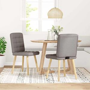 vidaXL Eetkamerstoelen draaibaar 2 st stof taupe
