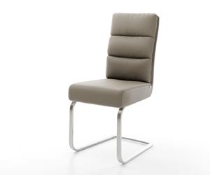DELIFE Schwingstuhl Pela-Flex Echt-Leder Schlamm Freischwinger flach Edelstahl  Taschenfederkern