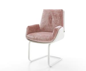 DELIFE Freischwinger Clea-Flex Materialmix Echt-Leder Weiß-Rosé Freischwinger flach Weiß