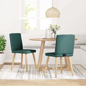 vidaXL Eetkamerstoelen 2 st stof donkergroen