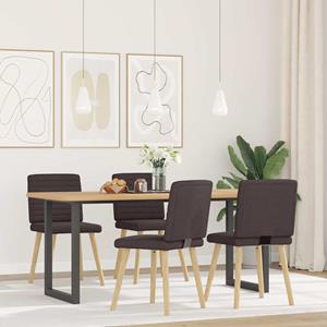 vidaXL Eetkamerstoelen 4 st stof donkerbruin