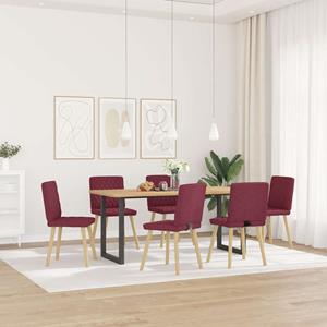 vidaXL Eetkamerstoelen 6 st stof wijnrood
