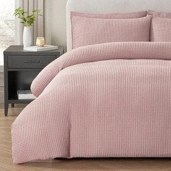 Zavelo Waffle Bliss Dekbedovertrek Roze - Luxe, Comfort en Tijdloze Stijl-Lits-jumeaux (240 x 200/220 cm)