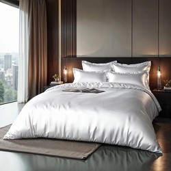 Zavelo Satijn Dekbedovertrek Glossed Wit-2-persoons (200 x 200/220 cm)