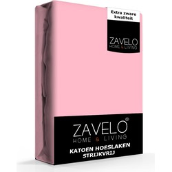 Zavelo Hoeslaken Katoen Strijkvrij Roze-2-persoons (140x200 cm)