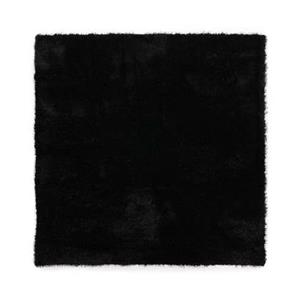 Tapeso Vierkant hoogpolig vloerkleed velvet - Posh zwart - 140x140 cm