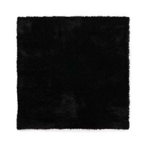 Tapeso Vierkant hoogpolig vloerkleed velvet - Posh zwart - 200x200 cm