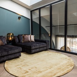 Interieur05 Vloerkleed Felva Goud Rond Viscose 220 cm