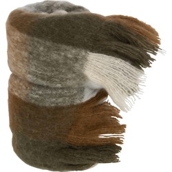 J-Line plaid Geruit - polyester - bruin|beige - 180 x 130 cm